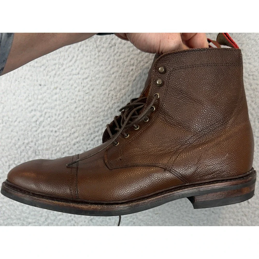 Allen Edmonds First Avenue Boots Mens 9.5D Higgins Mill Brown Pebble Grain EUC